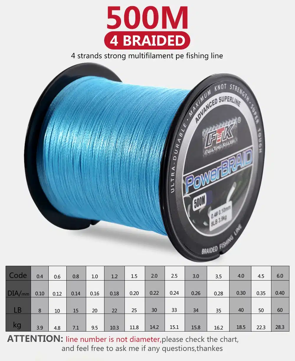 FTK 500M PE Braided Line Fishing cord 8-60LB 0.1-0.4mm 4 Strand Multifilament Fishing PE Braided Wire 500M Fishing line 1