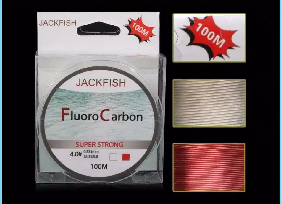 JACKFISH 100M Fluorocarbon Fishing Line red/clear two colors 4-32LB Carbon Fiber Leader Line fly fishing line pesca 7
