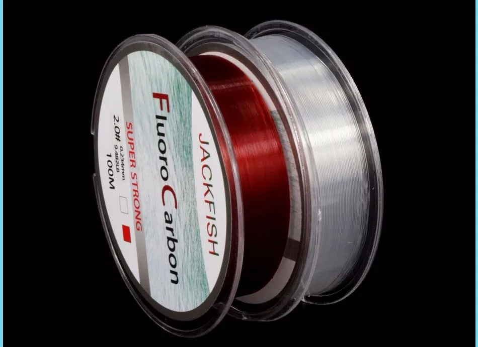 JACKFISH 100M Fluorocarbon Fishing Line red/clear two colors 4-32LB Carbon Fiber Leader Line fly fishing line pesca 10