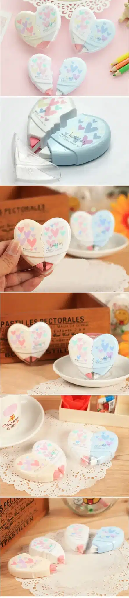 2 pcs/pair Love Heart correction tape material escolar kawaii stationery office school supplies papelaria 10M 8