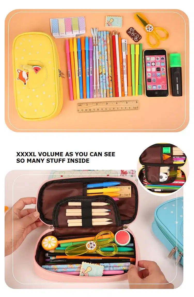 Mariyana Pencil Case Large Capacity PU Leather Pencil Bag School Supplies Sweet Summer Candy Color Stationery Box B Gift 6