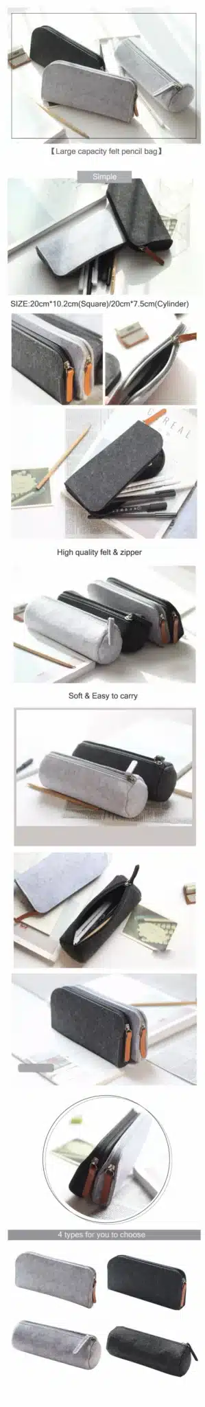 JIANWU Minimalist felt pencil bag fabric pencil case pencil box School Supplies Office Supplies 13