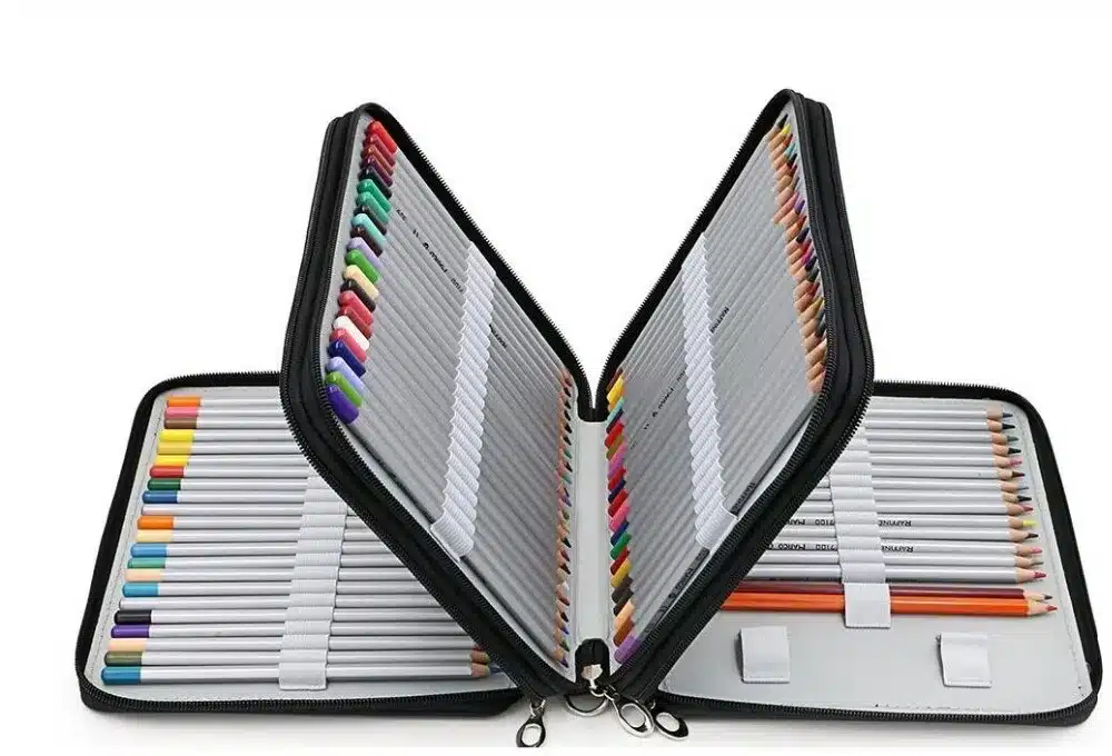 124 Holder 4 Layer Portable PU Leather School Pencils Case Large Capacity Pencil Bag For Colored Pencils Watercolor Art Supplies 13