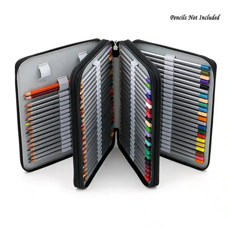 124 Holder 4 Layer Portable PU Leather School Pencils Case Large Capacity Pencil Bag For Colored Pencils Watercolor Art Supplies 14