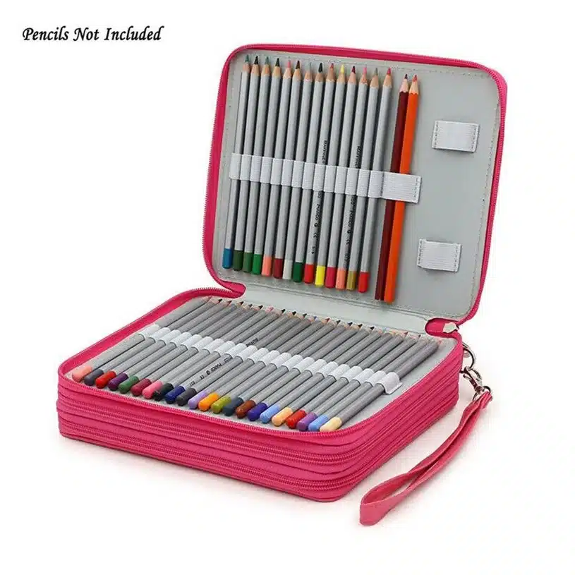 124 Holder 4 Layer Portable PU Leather School Pencils Case Large Capacity Pencil Bag For Colored Pencils Watercolor Art Supplies 16