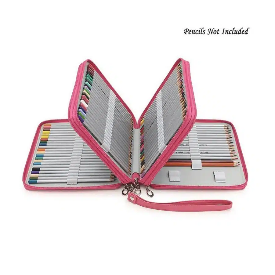 124 Holder 4 Layer Portable PU Leather School Pencils Case Large Capacity Pencil Bag For Colored Pencils Watercolor Art Supplies 18