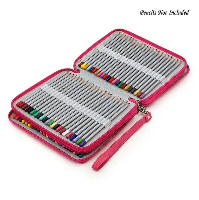 124 Holder 4 Layer Portable PU Leather School Pencils Case Large Capacity Pencil Bag For Colored Pencils Watercolor Art Supplies 19