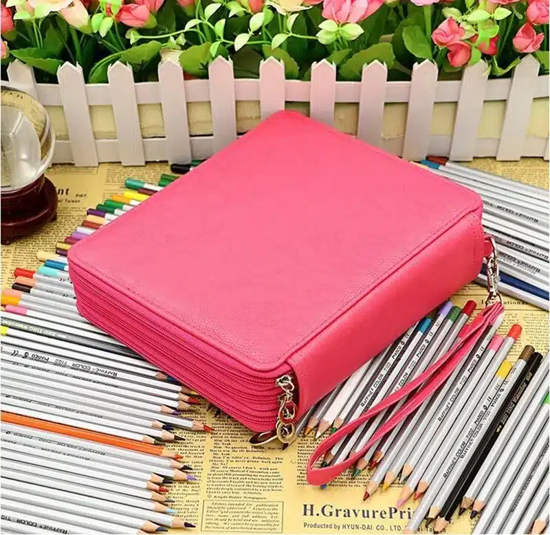 124 Holder 4 Layer Portable PU Leather School Pencils Case Large Capacity Pencil Bag For Colored Pencils Watercolor Art Supplies 21