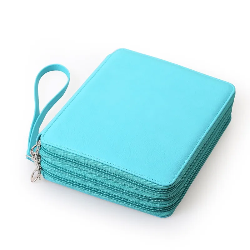 124 Holder 4 Layer Portable PU Leather School Pencils Case Large Capacity Pencil Bag For Colored Pencils Watercolor Art Supplies 35