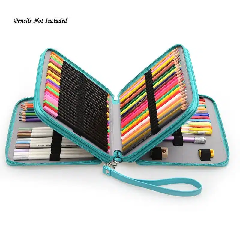 124 Holder 4 Layer Portable PU Leather School Pencils Case Large Capacity Pencil Bag For Colored Pencils Watercolor Art Supplies 38