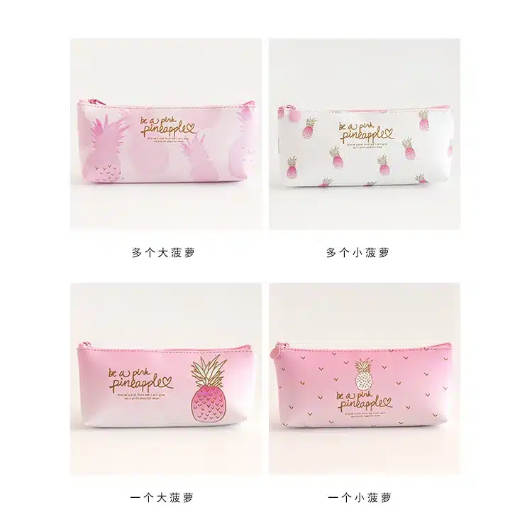 1 Pcs Kawaii Pu Pencil Case Pineapple Gift Estuches School Pencil Box Pencilcase Pencil Bag School Supplies Stationery 13