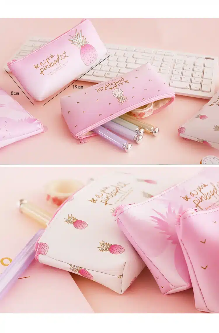 1 Pcs Kawaii Pu Pencil Case Pineapple Gift Estuches School Pencil Box Pencilcase Pencil Bag School Supplies Stationery 15