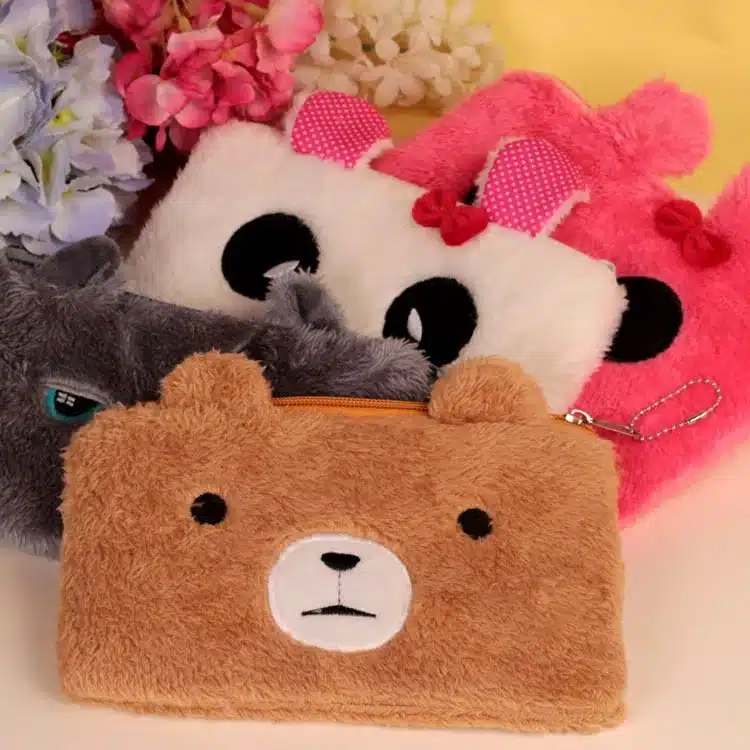 Bear pencil cases for girls Kawaii Plush panda pen bag stationery pouch kids gift school office supply Estuche 3