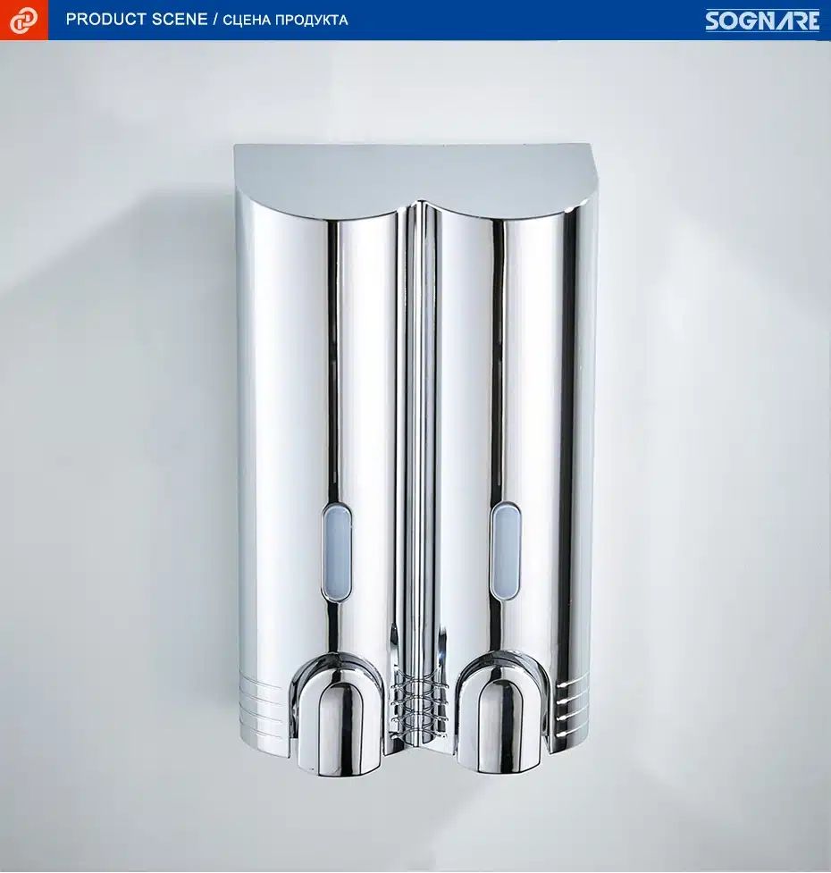SOGNARE Cheapest Double Soap Dispenser ABS Plastic Soap Shampoo Dispenser Liquid Soap Container Bathroom Soap Dispenser Wall 21