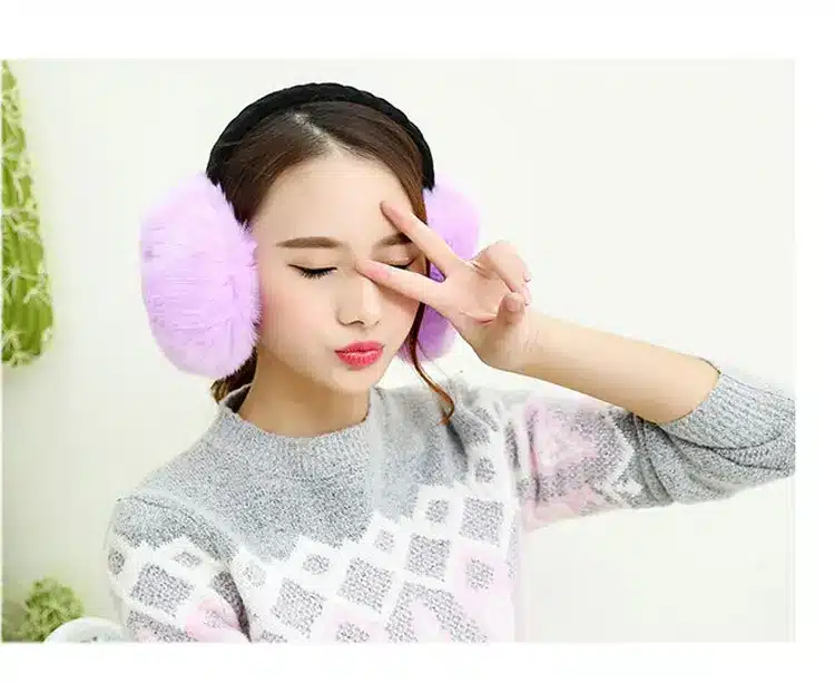 New Fashion cute rabbit fur earmuff faux rex fur earmuffs winter warm leather decor head decoration white multicolor headphones 18