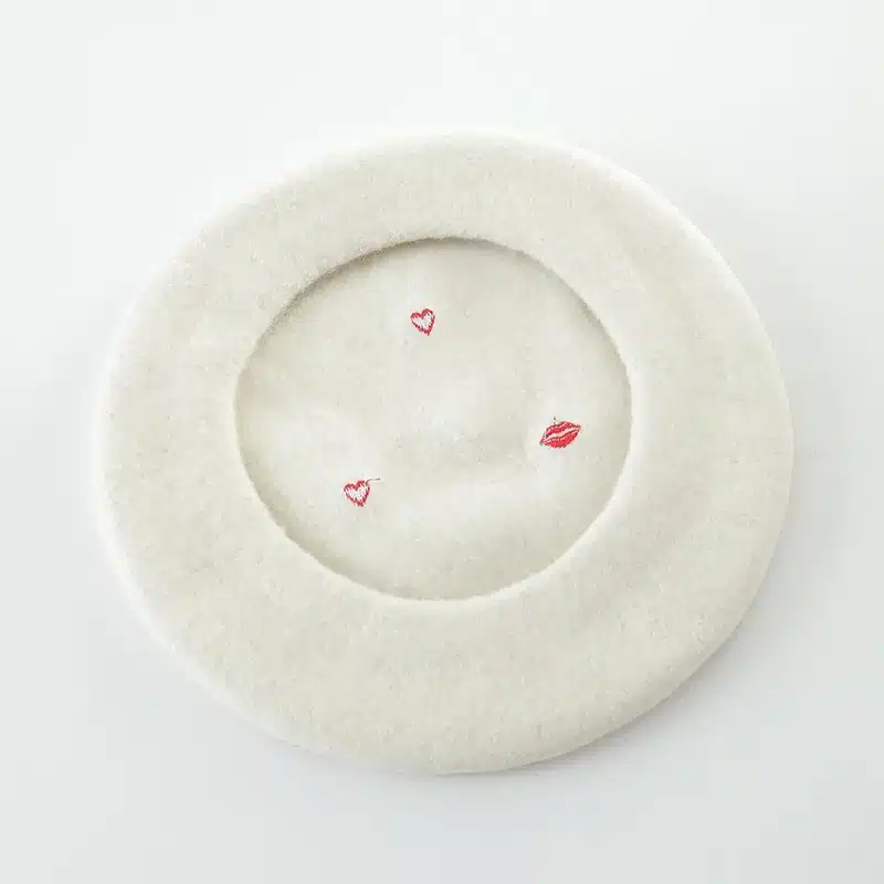 COKK Autumn Winter Hats For Women Lady Wool Beret Embroidered Red Heart Lip Flat Cap Painter Hat Female Boina Soft Gorras Planas 20