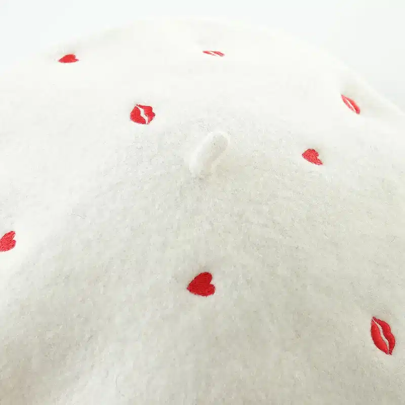 COKK Autumn Winter Hats For Women Lady Wool Beret Embroidered Red Heart Lip Flat Cap Painter Hat Female Boina Soft Gorras Planas 22
