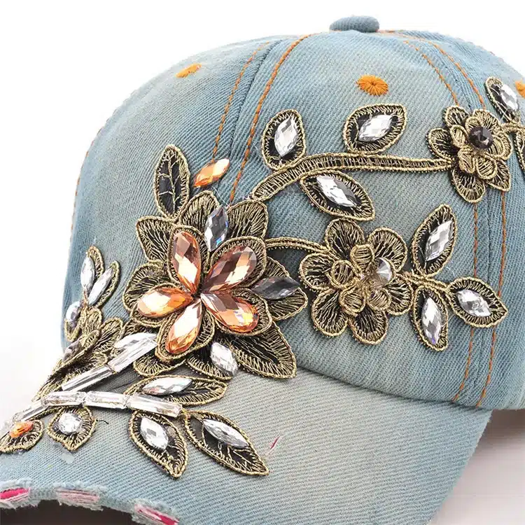 COKK Women's Baseball Cap Diamond Painting Embroidery Flower Denim Snapback Hats Jeans Woman Female Cap Cowboy Summer Sun Hat 16