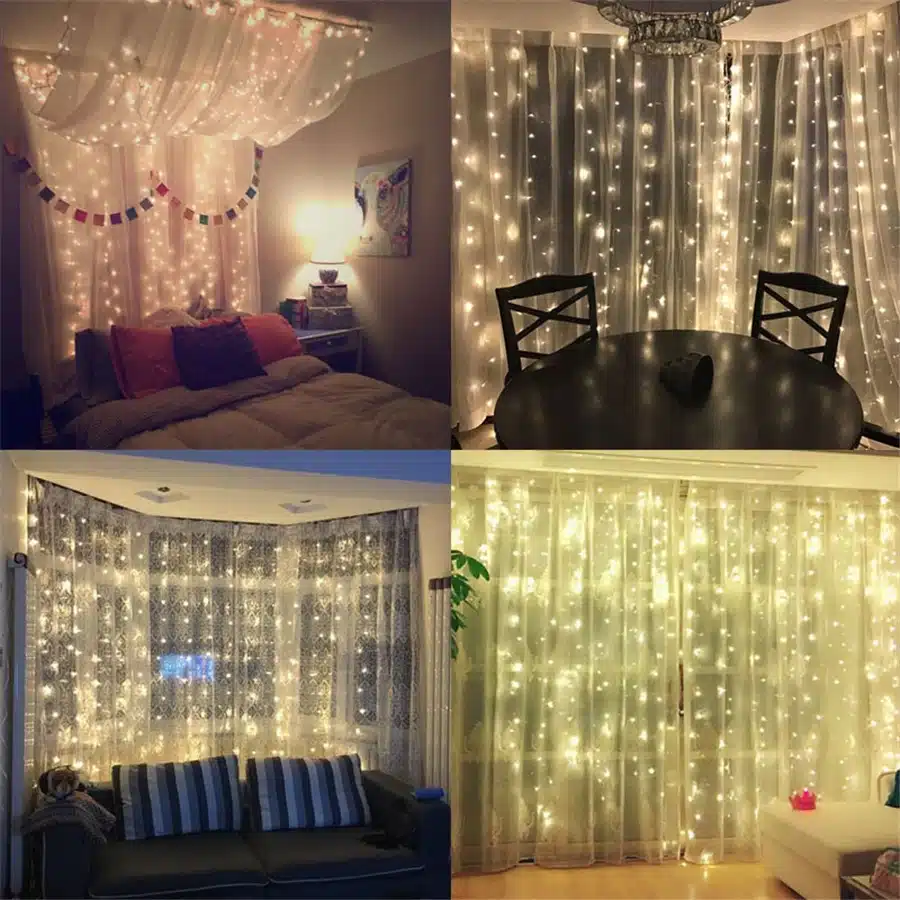 Coversage 3X3M Christmas Garlands LED String Christmas Net Lights Fairy Xmas Party Garden Wedding Decoration Curtain Lights 5
