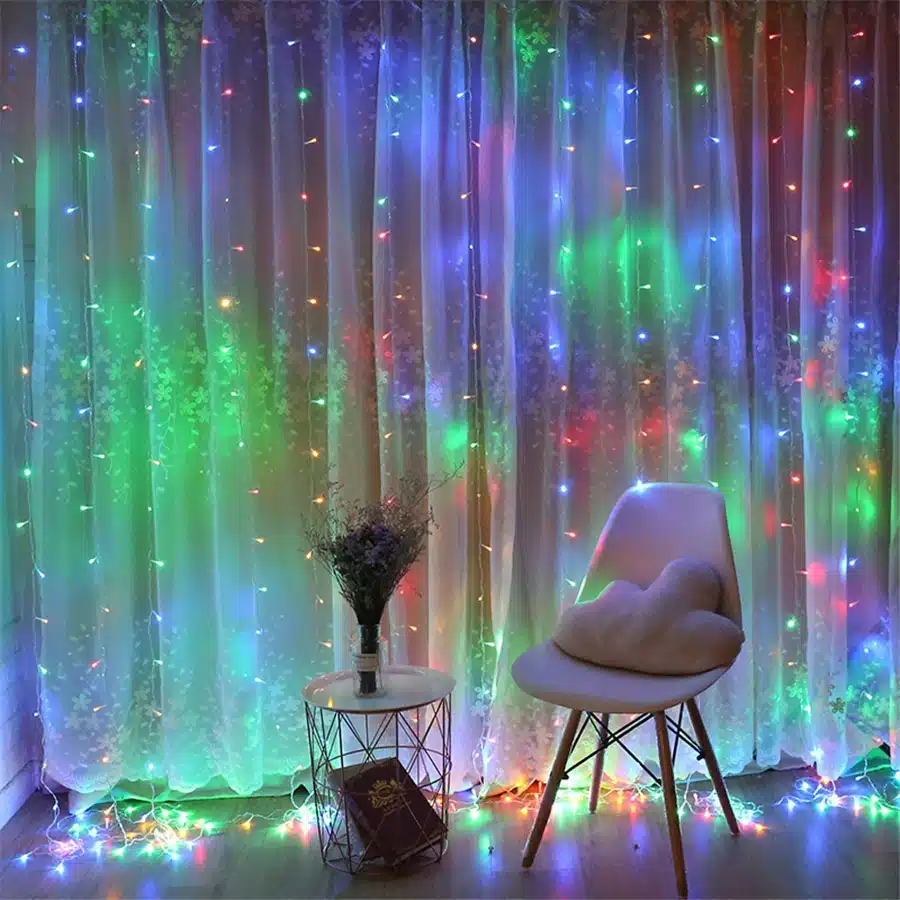 Coversage 3X3M Christmas Garlands LED String Christmas Net Lights Fairy Xmas Party Garden Wedding Decoration Curtain Lights 7