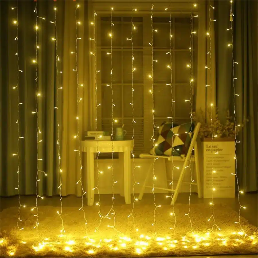 Coversage 3X3M Christmas Garlands LED String Christmas Net Lights Fairy Xmas Party Garden Wedding Decoration Curtain Lights 11