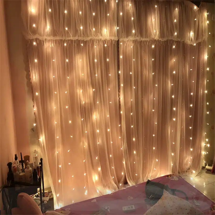 Coversage 3X3M Christmas Garlands LED String Christmas Net Lights Fairy Xmas Party Garden Wedding Decoration Curtain Lights 14