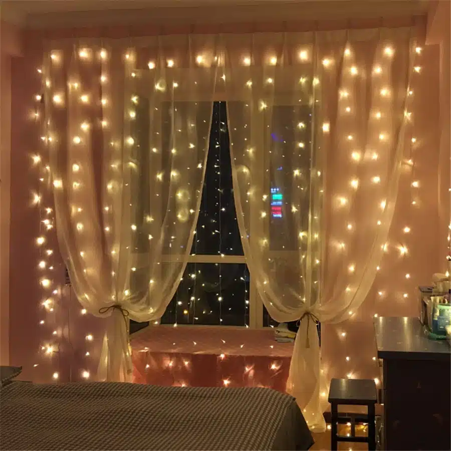 Coversage 3X3M Christmas Garlands LED String Christmas Net Lights Fairy Xmas Party Garden Wedding Decoration Curtain Lights 15