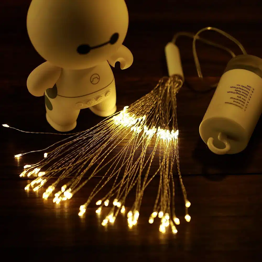 DIY Foldable Bouquet Shape LED String Lights Firework Battery Operated Decorative Fairy Lights for Garland Patio Wedding Parties 12