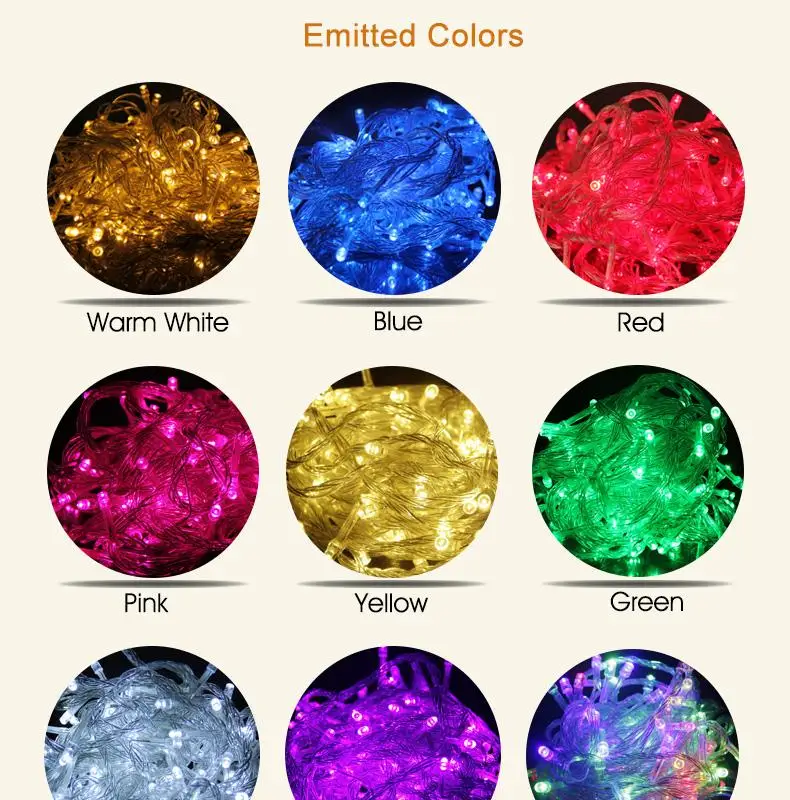 LED String 10M Waterproof 110V 220V 100 LED Fairy Light 9 Colors Christmas Gerlyanda Outdoor Garden Decoration Garland Halloween 17