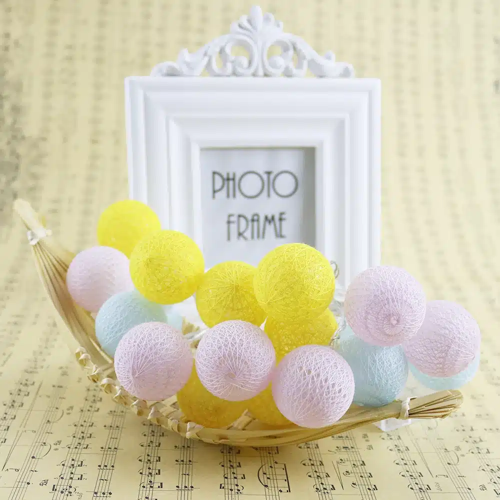 Macaron Led Light string 20Leds Holiday lights 3.5cm Cotton Ball 2.2 Meter Garland Christmas Wedding Decoration Warm White IQ 8