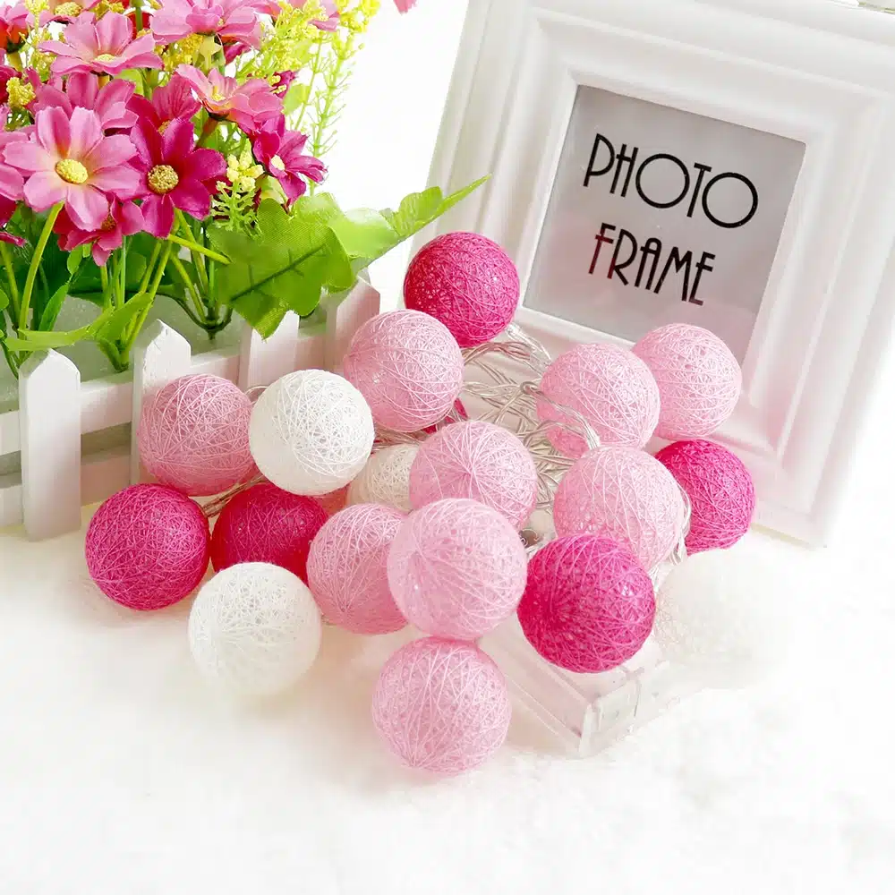 Macaron Led Light string 20Leds Holiday lights 3.5cm Cotton Ball 2.2 Meter Garland Christmas Wedding Decoration Warm White IQ 11