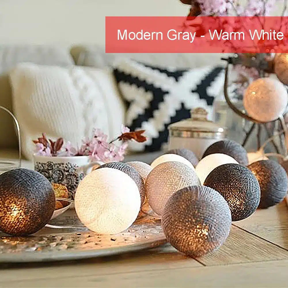 Macaron Led Light string 20Leds Holiday lights 3.5cm Cotton Ball 2.2 Meter Garland Christmas Wedding Decoration Warm White IQ 13