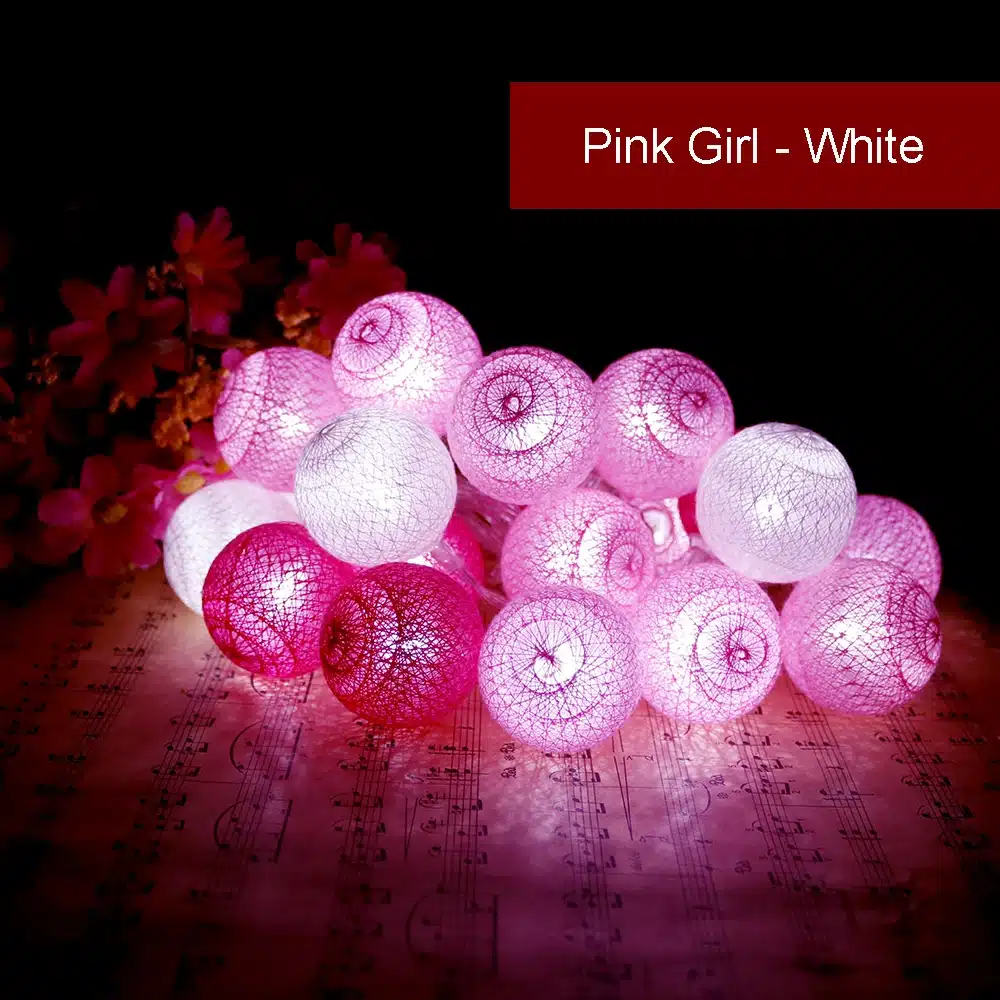 Macaron Led Light string 20Leds Holiday lights 3.5cm Cotton Ball 2.2 Meter Garland Christmas Wedding Decoration Warm White IQ 16