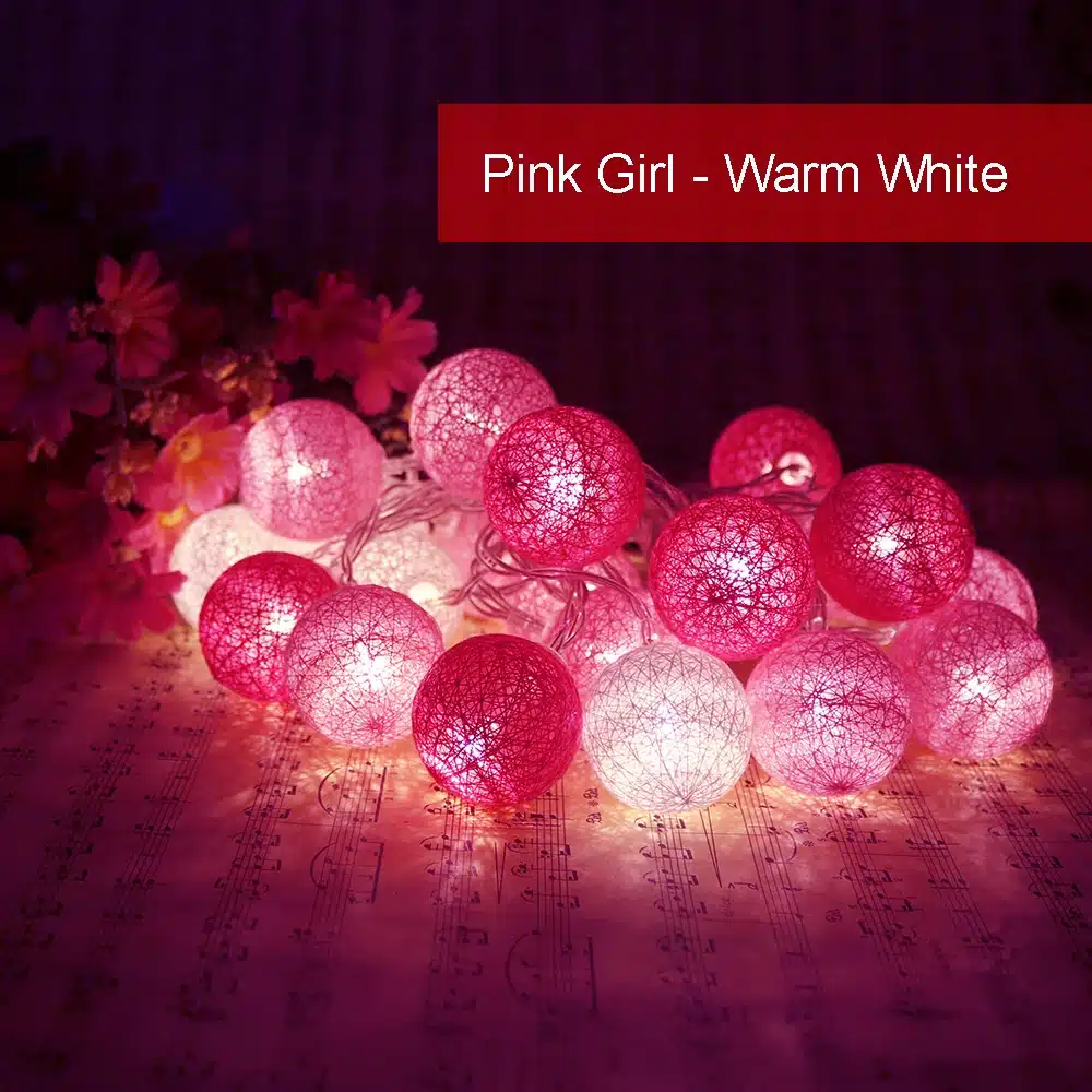 Macaron Led Light string 20Leds Holiday lights 3.5cm Cotton Ball 2.2 Meter Garland Christmas Wedding Decoration Warm White IQ 17