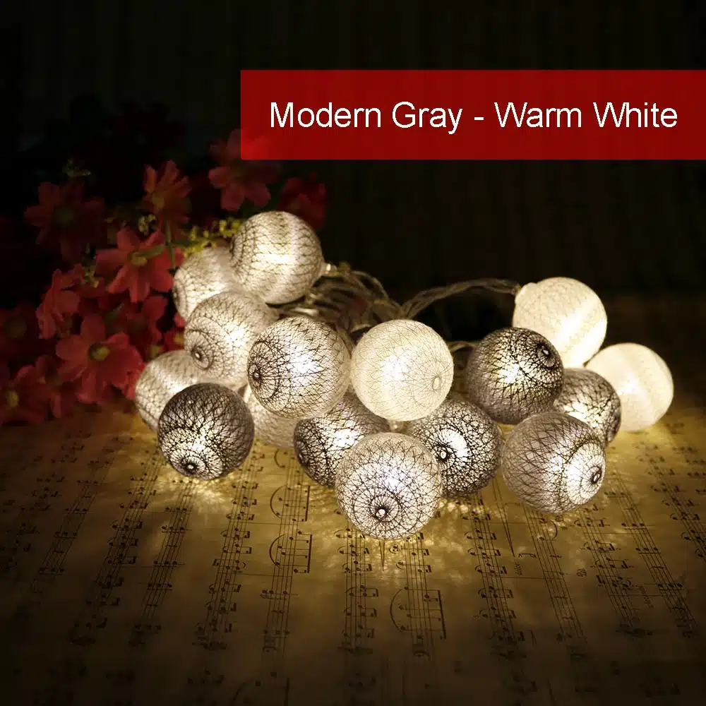 Macaron Led Light string 20Leds Holiday lights 3.5cm Cotton Ball 2.2 Meter Garland Christmas Wedding Decoration Warm White IQ 21
