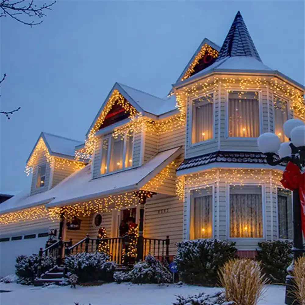 Connector 4M x 0.4M 0.5M 0.6M led curtain icicle string lights led fairy lights Christmas lamps Icicle Lights Xmas Wedding Party 13