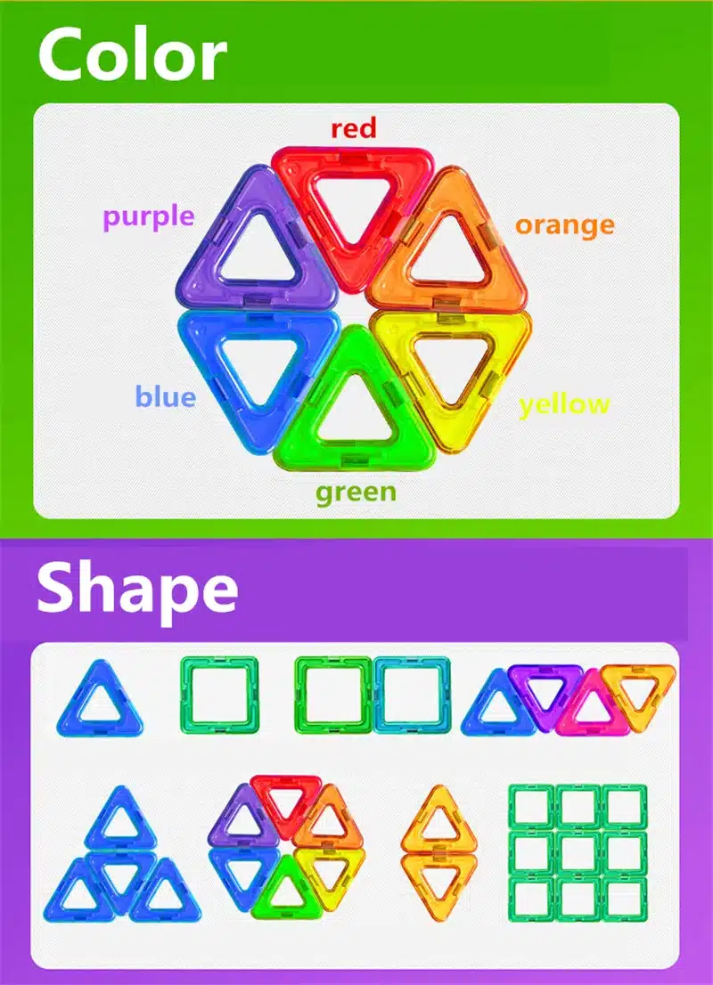 54pcs Big Size Magnetic Building Blocks Triangle Square Brick designer Enlighten Bricks Magnetic Toys Free Stickers Gift 24