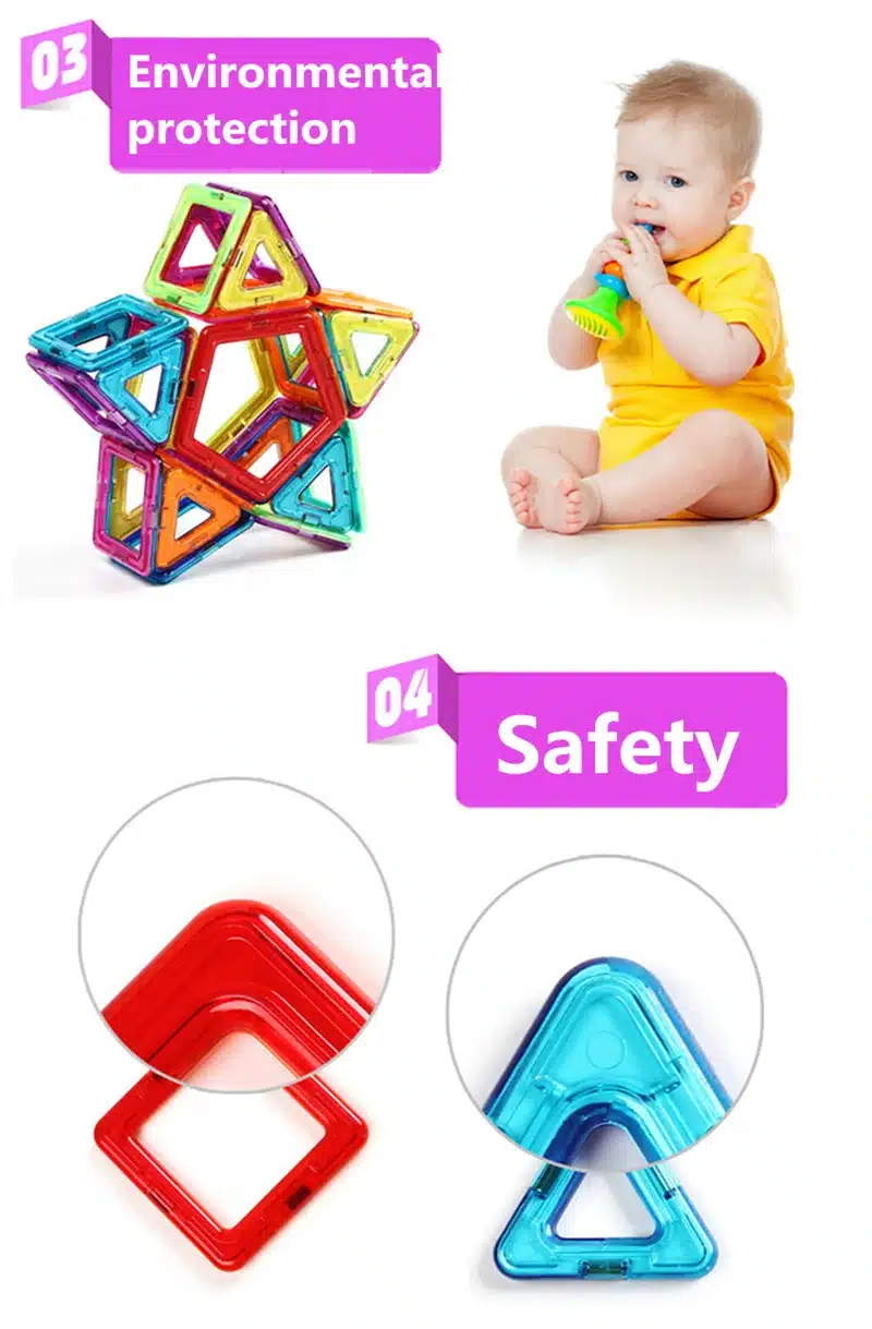 54pcs Big Size Magnetic Building Blocks Triangle Square Brick designer Enlighten Bricks Magnetic Toys Free Stickers Gift 28