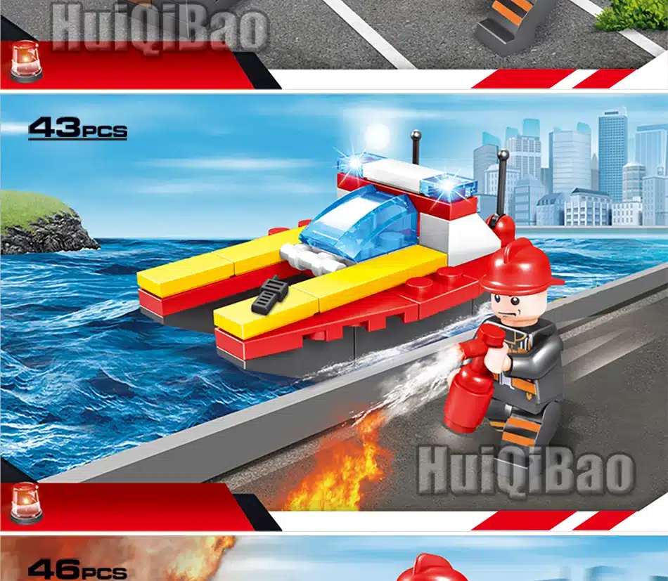 376pcs 8in1 Fire truck Firefighter City rescue Helicopter Building Blocks Compatible Legoed city Educational Bricks children Toy 22