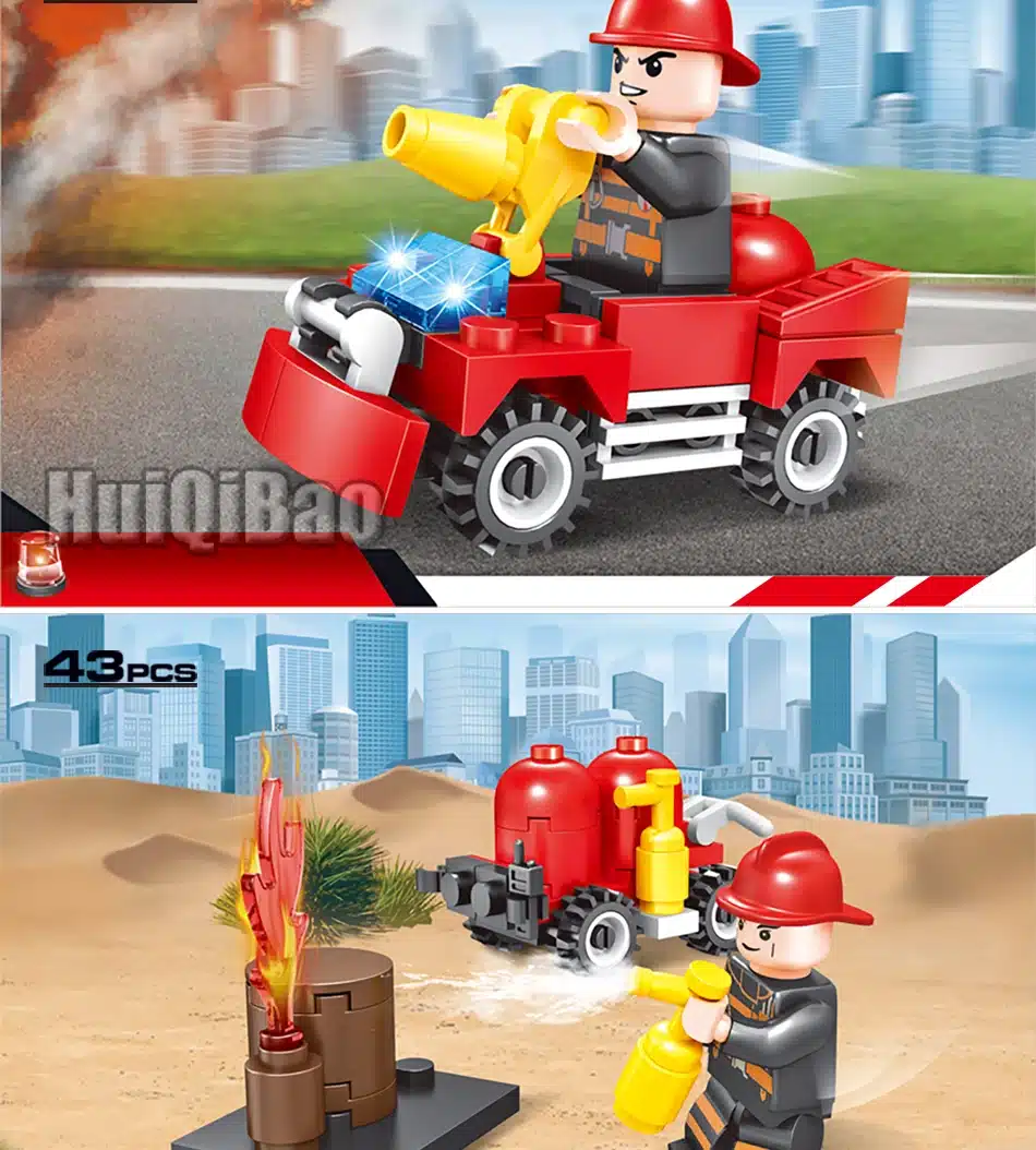 376pcs 8in1 Fire truck Firefighter City rescue Helicopter Building Blocks Compatible Legoed city Educational Bricks children Toy 23