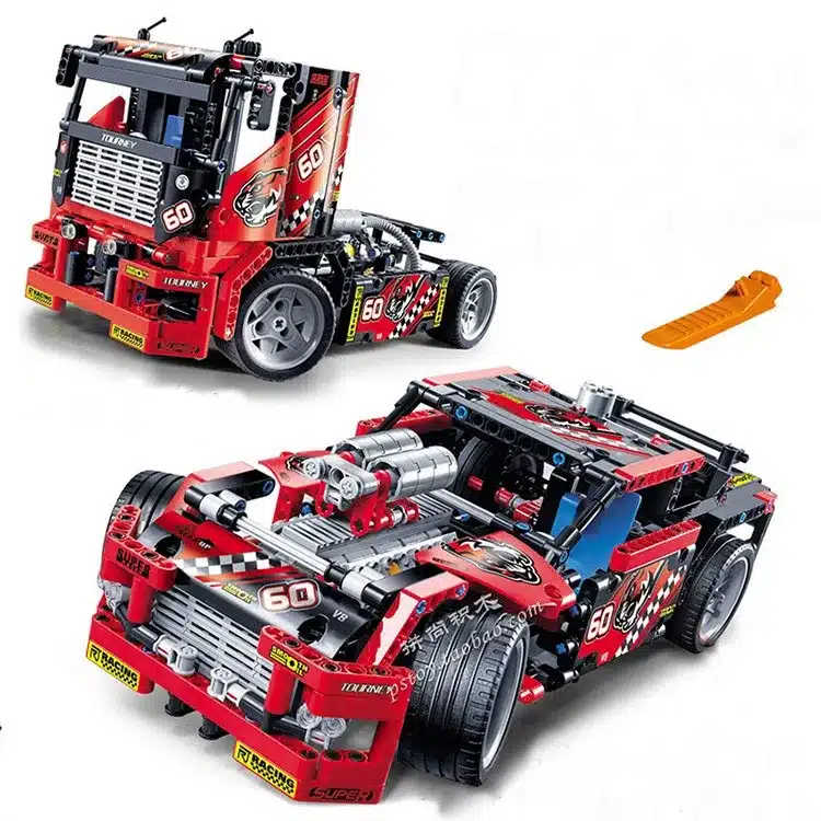 608pcs Race Truck Car 2 In 1 Transformable Model Building Block Sets Decool 3360 DIY Toys Compatible With Legoe Technic 9