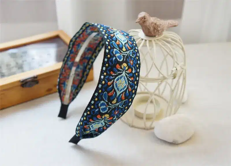 Newest Women Bohemian Women Ethnic Embroidered Ribbon Hairbands Headband Hair Accessories Beautiful Ethnic Pattern Wide Turban 12