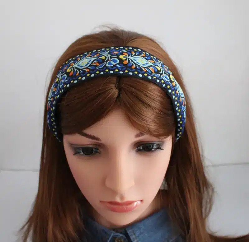 Newest Women Bohemian Women Ethnic Embroidered Ribbon Hairbands Headband Hair Accessories Beautiful Ethnic Pattern Wide Turban 15
