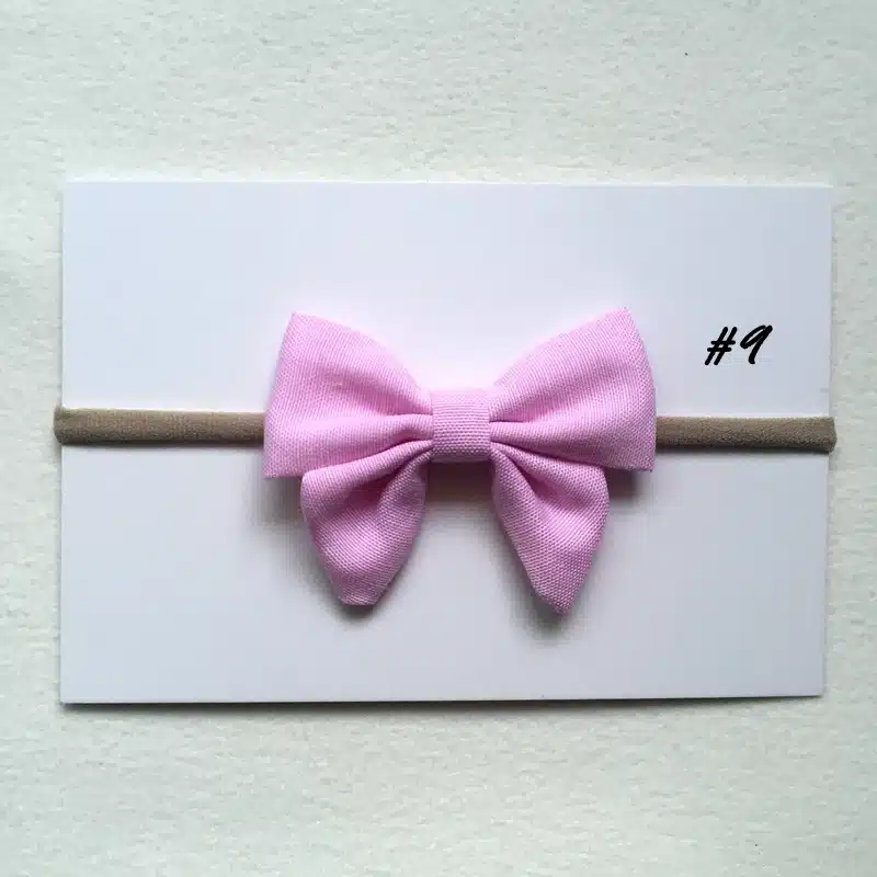 5pcs/lot 9colors Handmade Newborn kids Bow Nylon Headbands Soft Fabric Bowknot Headwear Elastic Head band Girls Hair Accessories 19