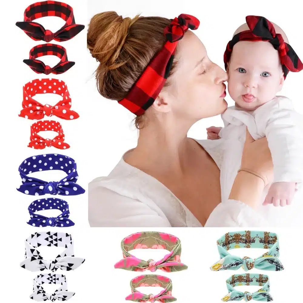TWDVS Newborn and Mother Paternity Set Cross Knot Headband Kids Women Elastic Ring Hair Accessories Flower DIY Hair Band W222 14