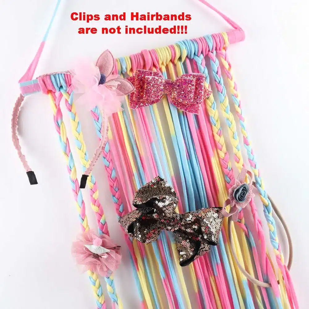 Girls' Hair Bows Storage Belt Barrette Hairband Organizer Kids Rainbow Color Hair Clips Hair Holder DIY Hair Accessories 17