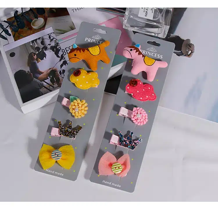 Fashion 5PCS/Pack Cartoon Crown Bow Girls Cute Hairpins Handmade Princess Gift Barrettes Headwear Kids Hair Accessories Headband 5
