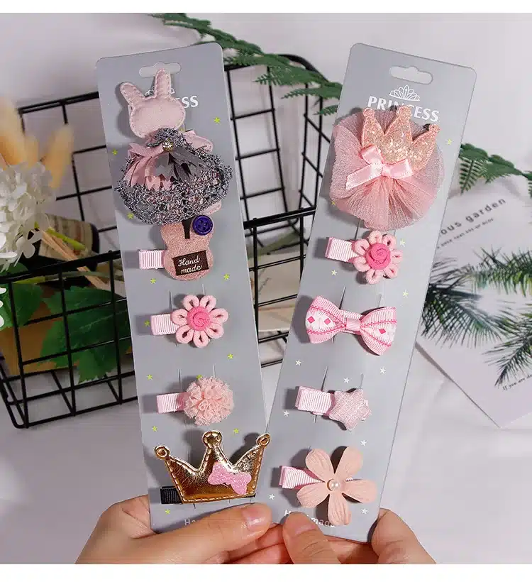 Fashion 5PCS/Pack Cartoon Crown Bow Girls Cute Hairpins Handmade Princess Gift Barrettes Headwear Kids Hair Accessories Headband 6