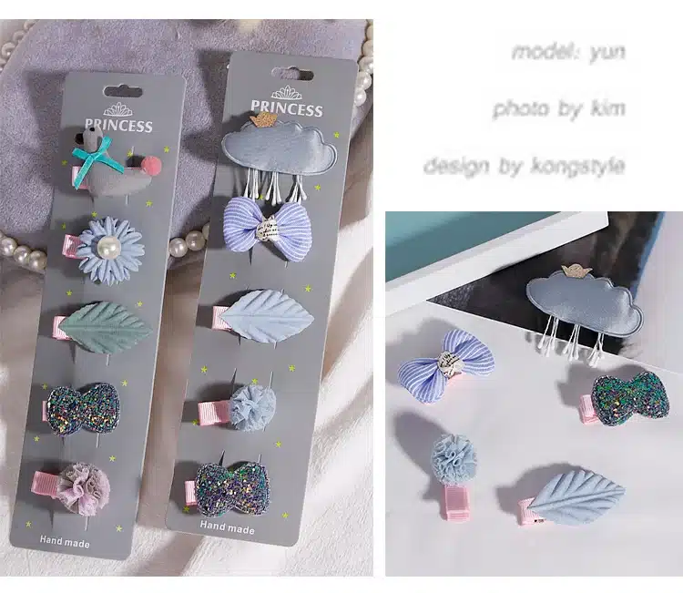 Fashion 5PCS/Pack Cartoon Crown Bow Girls Cute Hairpins Handmade Princess Gift Barrettes Headwear Kids Hair Accessories Headband 7