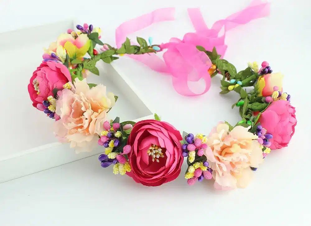 11 colors Handmade Fabric Camellia Flower Crown Bridal Hair Accessories Prom Flower Garland for Kids health flower wreath 14